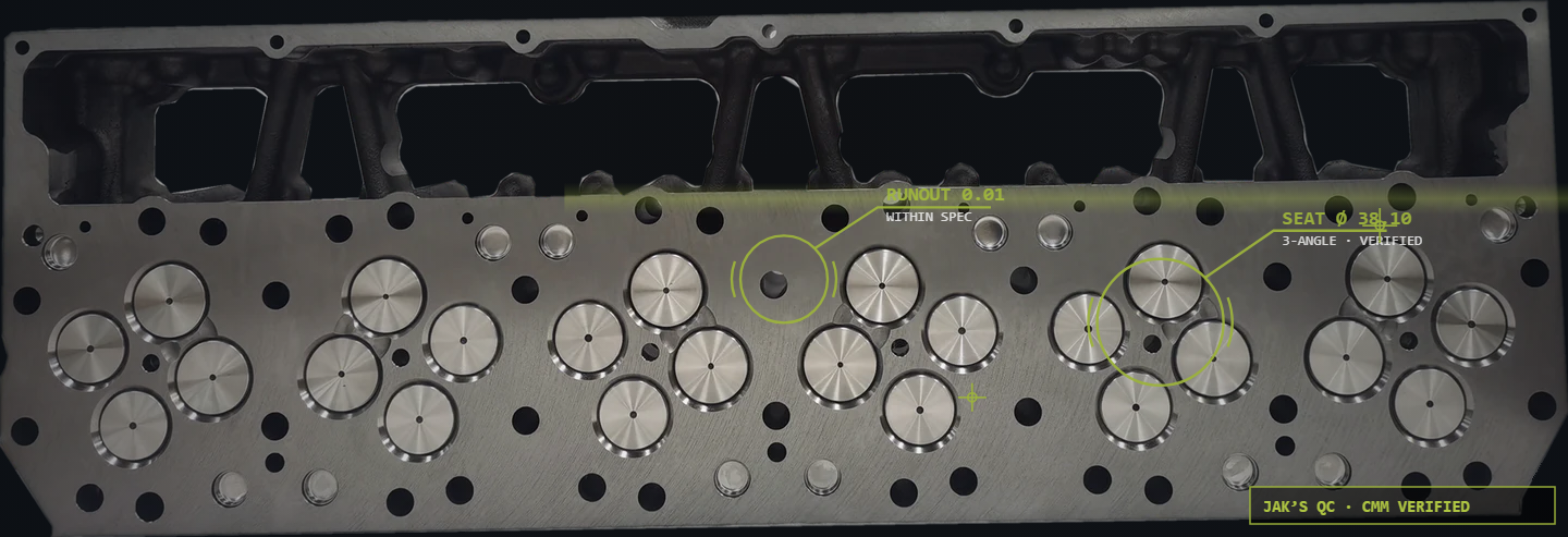 Cylinder head deck and valve seats under inspection