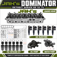 JAK’s Dominator Series 60 12.7L — promotional complete-configuration collage; exact individual part photos follow