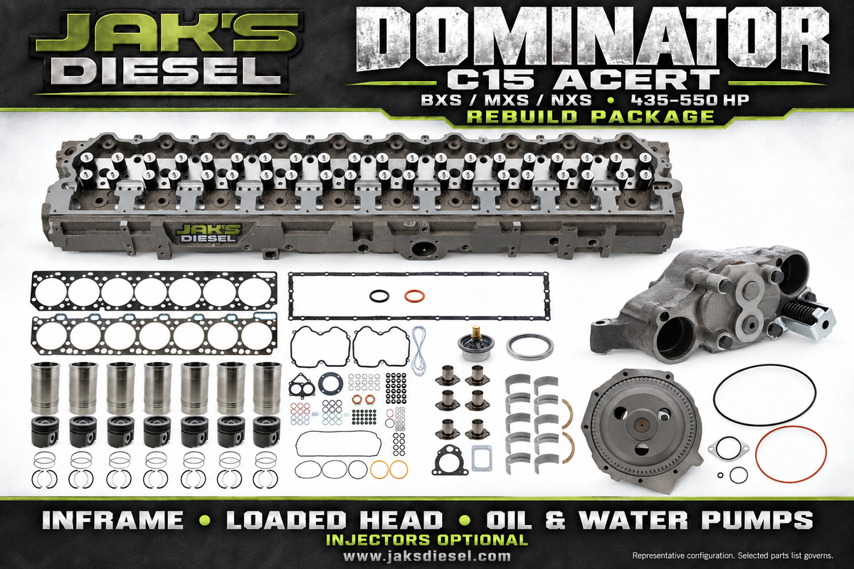 JAK's Dominator c15-acert — representative promotional layout; injectors optional; selected parts list governs