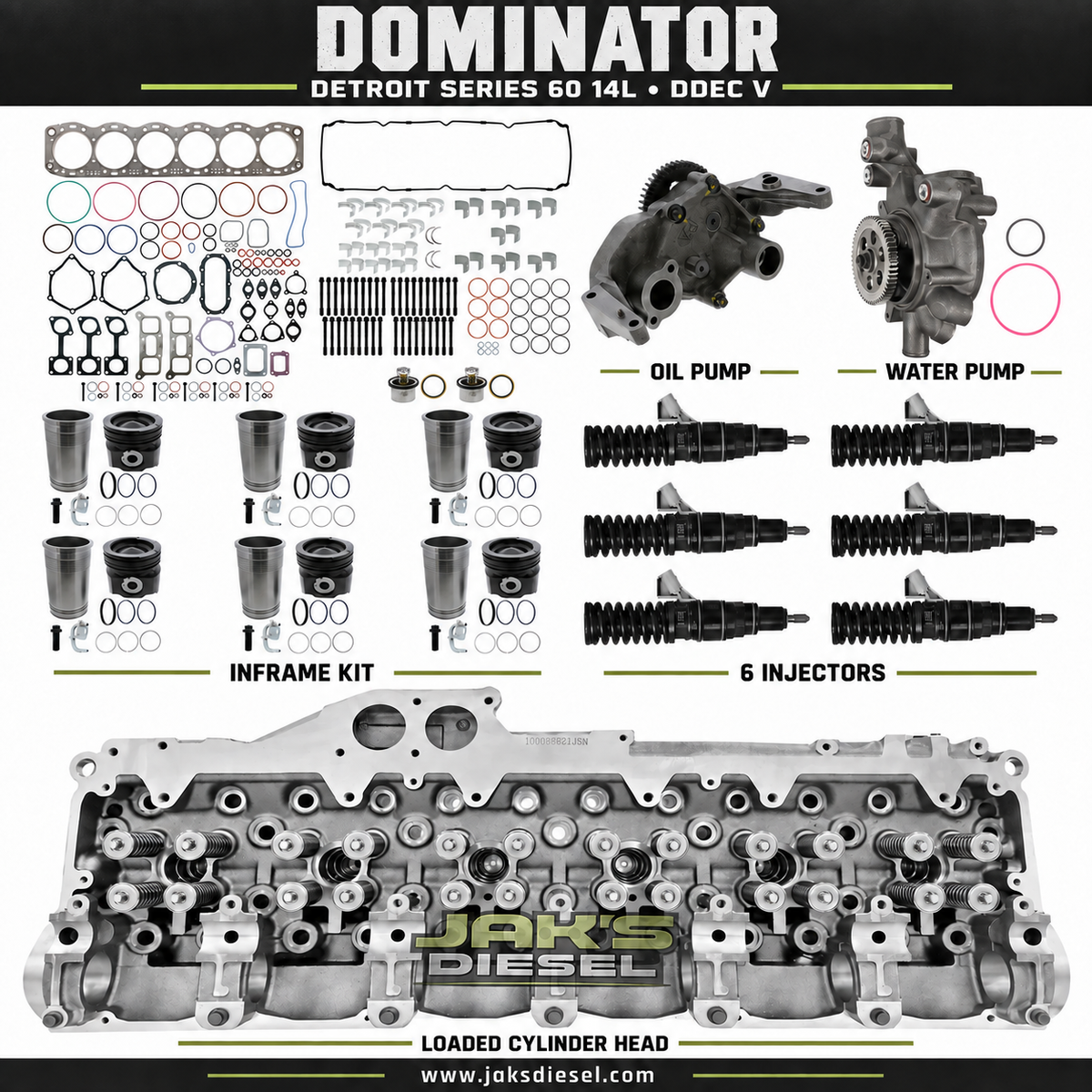 JAK's Dominator Detroit Series 60 14L DDEC V Rebuild Package - representative configuration