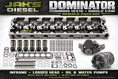 JAK's Dominator ISX single-hero representative promotional layout; selected parts list governs