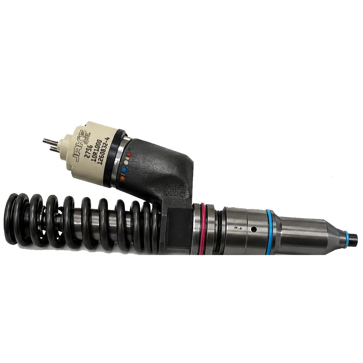 JAK'S Dominator remanufactured CAT EUI fuel injector with laser-etched solenoid
