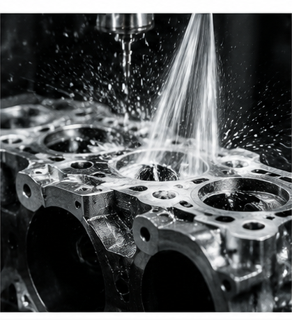 High-pressure cleaning of a cylinder head